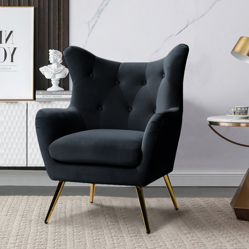 Willa Arlo Interiors Dowdle 29.5'' Wide Tufted Velvet Wingback Chair
